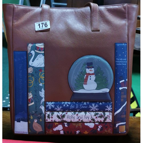 176 - Brand new leather Yoshi christmas themed handbag with dust cover and matching purses along with a re... 