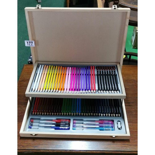 177 - New set of Paper Place pencils & coloured pencils, pencil sharpener & set of 6x coloured ink gel pen... 