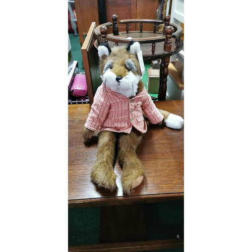 179 - Vintage Dora Designs - Marcus Fielding plush soft toy doorstop of a fox in a waistcoat. in very good... 