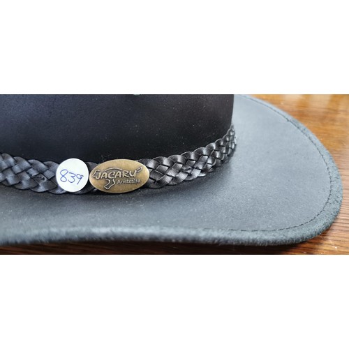 181 - JACARU Australia leather hat Size Med-LG, Style: Wallaroo Oil. Made from 100% full grain kangaroo le... 