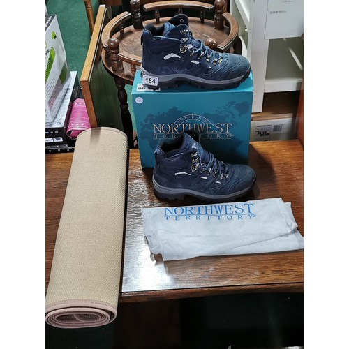 184 - Pair of size 7 Northwest Territory Navy/Grey Trail boots, has very light use & boxed. Along with a N... 