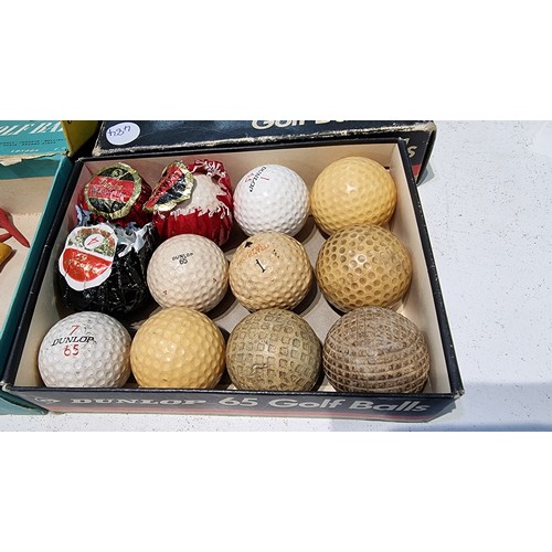 290 - 2x boxes of vintage and antique collectable golfballs inc a quantity of very early golfballs inc Gut... 