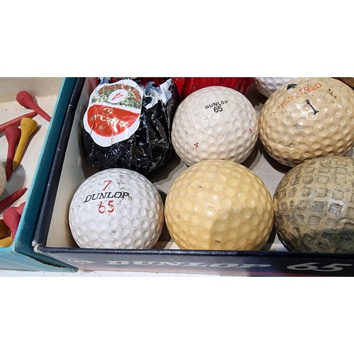 290 - 2x boxes of vintage and antique collectable golfballs inc a quantity of very early golfballs inc Gut... 