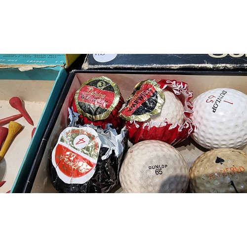 290 - 2x boxes of vintage and antique collectable golfballs inc a quantity of very early golfballs inc Gut... 