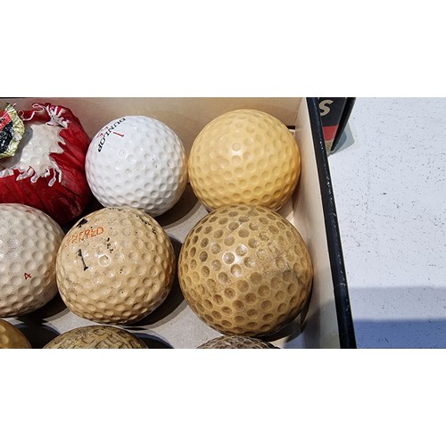 290 - 2x boxes of vintage and antique collectable golfballs inc a quantity of very early golfballs inc Gut... 