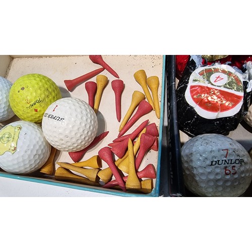 290 - 2x boxes of vintage and antique collectable golfballs inc a quantity of very early golfballs inc Gut... 