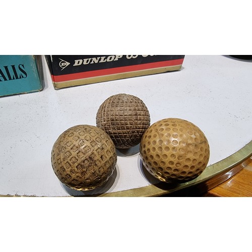 290 - 2x boxes of vintage and antique collectable golfballs inc a quantity of very early golfballs inc Gut... 