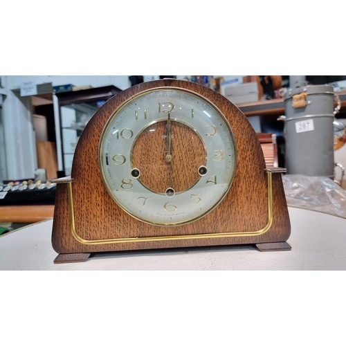 294 - Vintage Smiths mantle clock with westminster chimes, chiming on gong rods case is in excellent condi... 