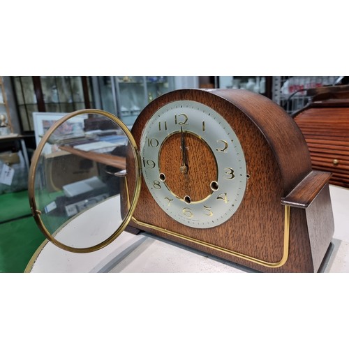 294 - Vintage Smiths mantle clock with westminster chimes, chiming on gong rods case is in excellent condi... 