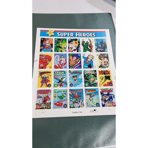 301 - Cased DC comics superheroes limited edition USA stamp set with 10x stamps in tamper proof capsules e... 