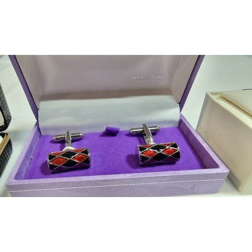 317 - 4x cased pairs of gents cufflinks all in excellent unused condition various brands