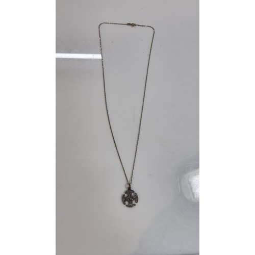 329 - 925 sterling silver welsh pendant on an 18in chain set in its original box in good clean condition