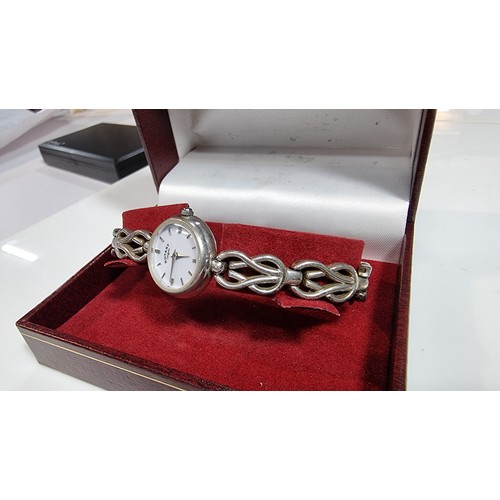 340 - Hallmarked 925 sterling silver ladies rotary watch in its original rotary box case and strap are ste... 