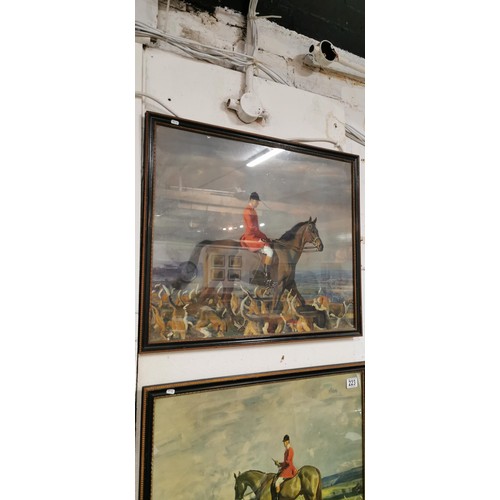 223 - Pair of framed and glazed Sir Alfred Munnings (Stanley Barker) fox hunting prints signed in the bott... 