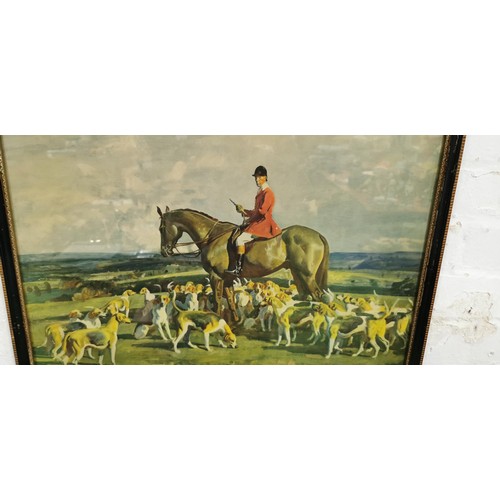 223 - Pair of framed and glazed Sir Alfred Munnings (Stanley Barker) fox hunting prints signed in the bott... 