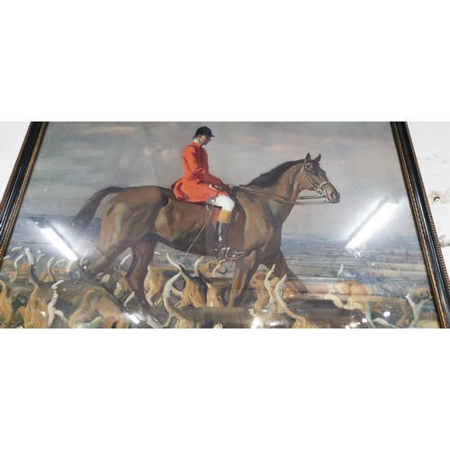 223 - Pair of framed and glazed Sir Alfred Munnings (Stanley Barker) fox hunting prints signed in the bott... 