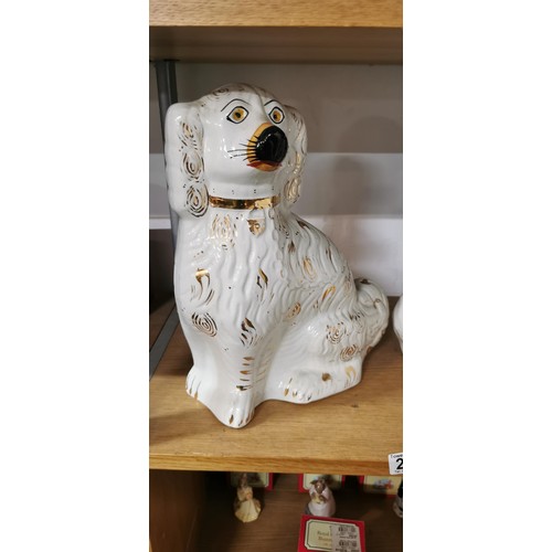 241 - Pair of vintage white Staffordshire dogs in good overall condition. 1x is 36cm height and the other ... 