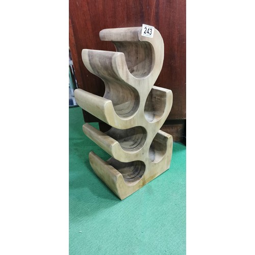 243 - 6x bottle sheesham cactus wine bottle rack. 50.5cm height x 25cm width x 18cm depth.