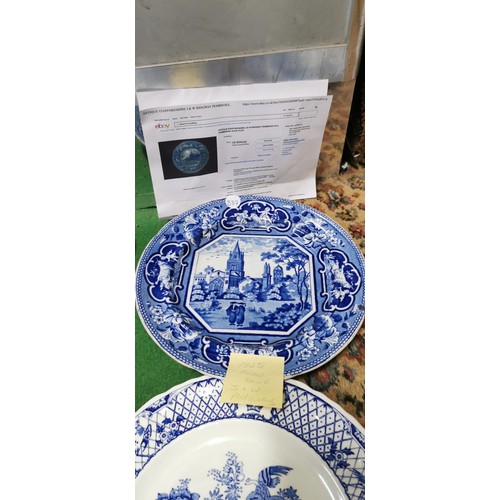 418 - Large quantity of antique and vintage blue and white collectable plates and bowls, inc a lidded pot ... 