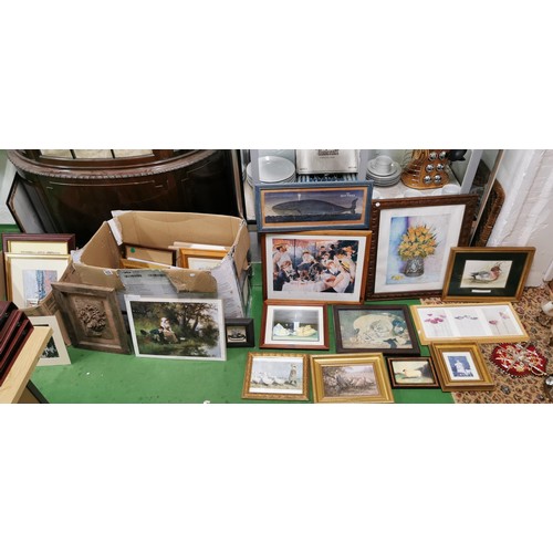 429 - Large quantity of mostly framed and glazed prints inc Renoir print, Lowry print etc.