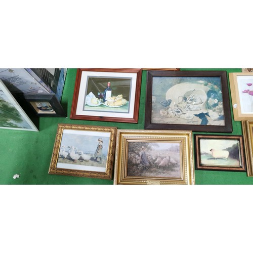 429 - Large quantity of mostly framed and glazed prints inc Renoir print, Lowry print etc.