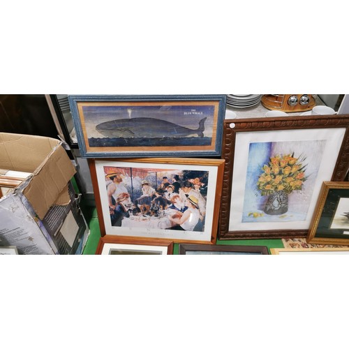 429 - Large quantity of mostly framed and glazed prints inc Renoir print, Lowry print etc.