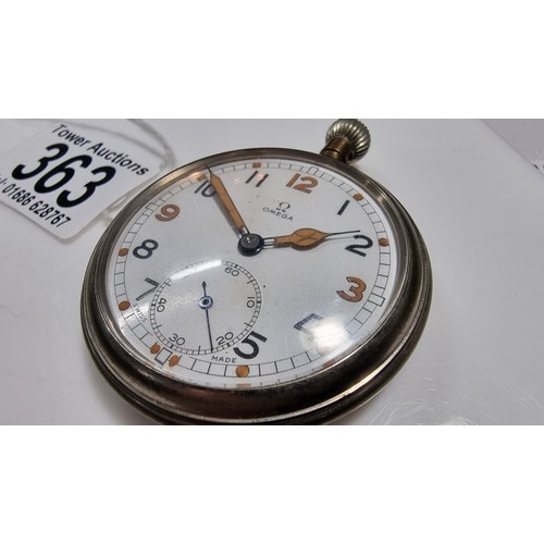 363 - Vintage 1940's Omega british military pocket watch 15 jewels marked to the rear with a broad arrow m... 