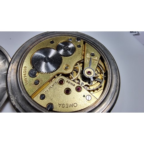 363 - Vintage 1940's Omega british military pocket watch 15 jewels marked to the rear with a broad arrow m... 