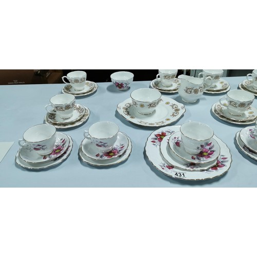 431 - 2x part Bone China tea sets inc Duchess Crestwood and Royal Vale Clematis