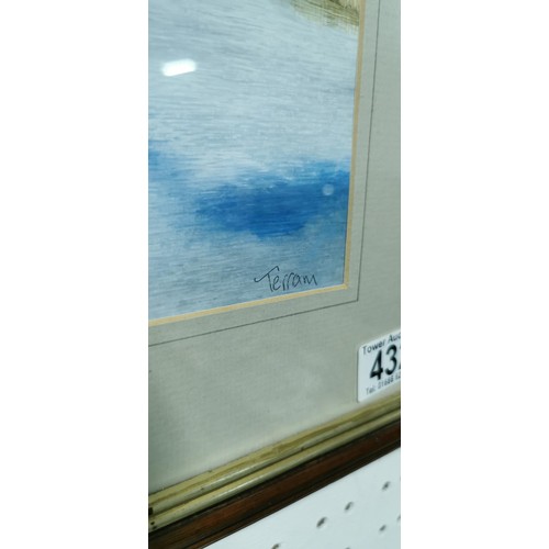 432 - Framed and glazed signed original watercolour of a winter lake scene signed by the artist - Terram. ... 