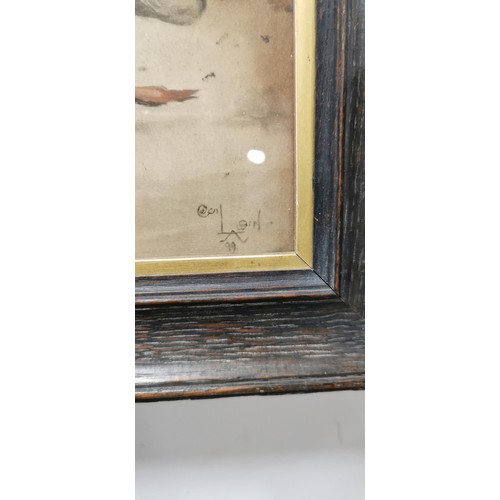 433 - Antique framed and glazed signed print, 