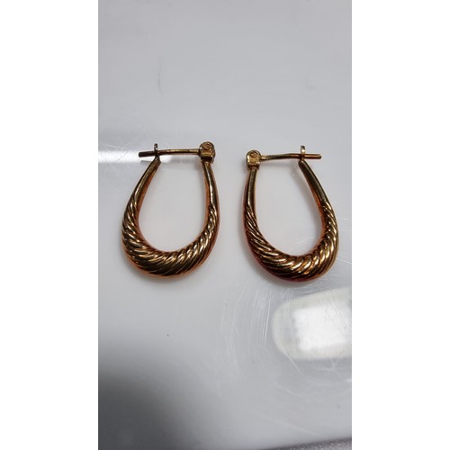 368 - Pair of 9ct rose gold horseshoe hoop earrings in excellent clean condition total weight of 1.1g fitt... 