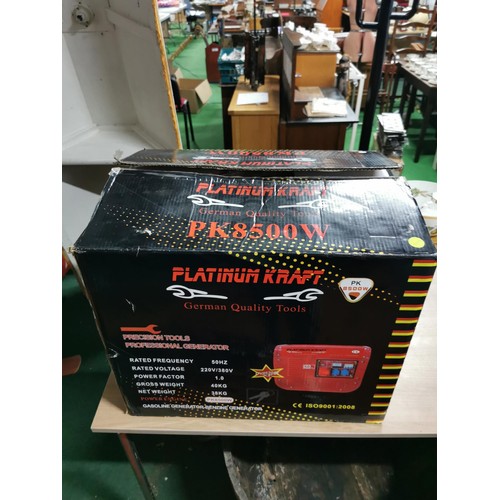 134 - NEW & Boxed Platinum Kraft PK 8500W 220V/380V Professional Petrol Generator.