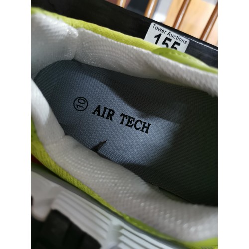 155 - Pair of Brand New Size 10 Air Tech trainers in lime green, grey & white - Boxed