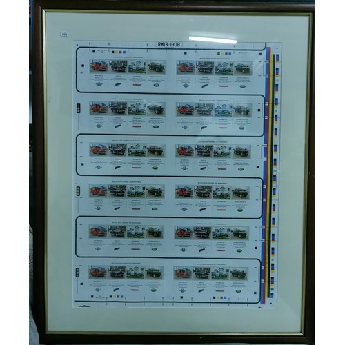 196 - Frame & Glazed set of british stamp blocks limited edition of 1000 - classic car stamps. Issued in 2... 