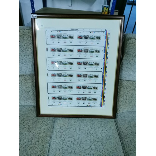 196 - Frame & Glazed set of british stamp blocks limited edition of 1000 - classic car stamps. Issued in 2... 