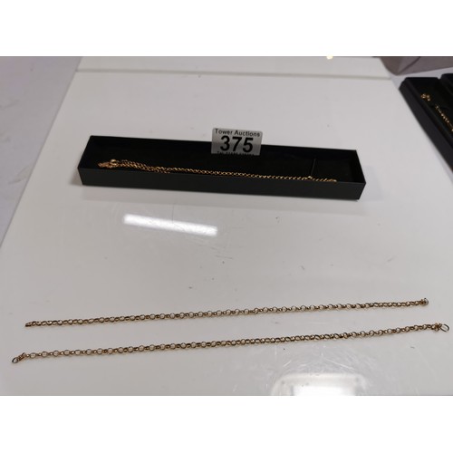 375 - 9ct yellow gold belcher link chain broken sold as scrap along with an 18ct gold filled neck chain in... 