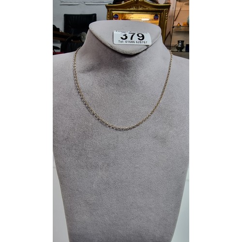 379 - 9ct yellow gold neck chain in excellent clean condition length 16in marked 9k fitted in a new jewell... 