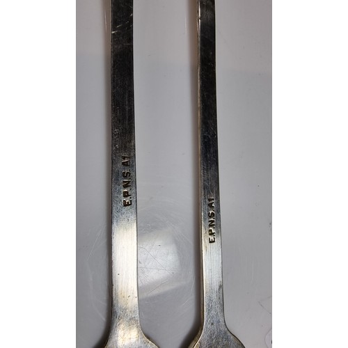 388 - Pair of rare epns A1 lobster forks with a picture of a lobster on each for with a fork and spoon on ... 