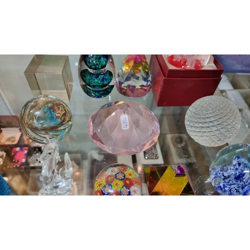 394 - Large quantity of various paperweights along with two rare victorian Price's fairy lamps in blue and... 