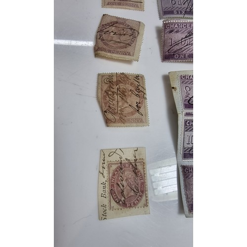 396 - Quantity of victorian stamps inc penny lilacs 10 shilling stamps £1 stamps etc