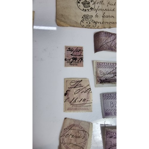 396 - Quantity of victorian stamps inc penny lilacs 10 shilling stamps £1 stamps etc