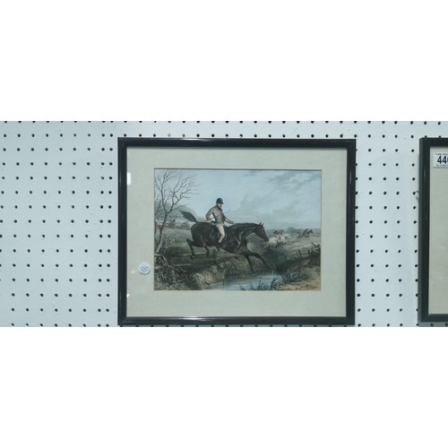 440 - Antique set of 4x hunting scene prints inc The Chase, The Kill etc, all framed and glazed. Height of... 