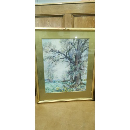 439 - 2x framed and glazed vintage watercolours along with a gilt framed and glazed oil painting. The wate... 