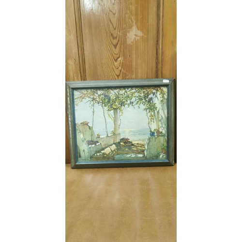 439 - 2x framed and glazed vintage watercolours along with a gilt framed and glazed oil painting. The wate... 