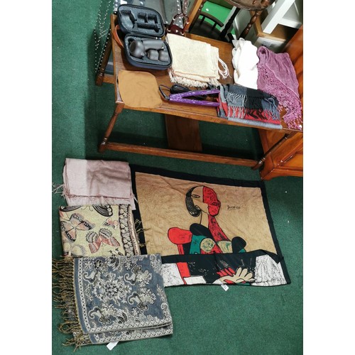 450 - Mixed lot inc very good quality of scarfs in various materials, GHD hair straighteners and miniature... 