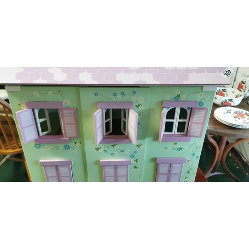 456 - Large modern dolls house with accessories inc Stairs, bedroom furniture and dolls, bathroom and kitc... 