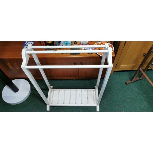 460 - White painted stick stand but would be suitable for hanging clothes etc. Height of 85.5cm x 65.5cm w... 