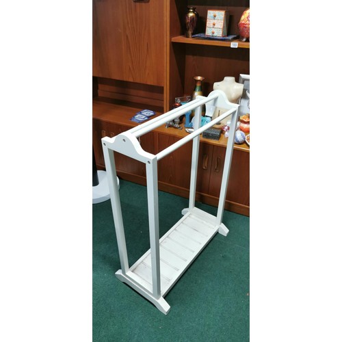 460 - White painted stick stand but would be suitable for hanging clothes etc. Height of 85.5cm x 65.5cm w... 