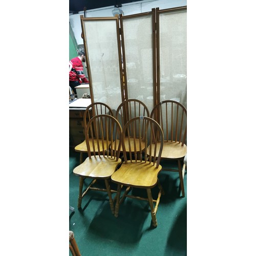 476 - 5x vintage beech chairs with spindle backs